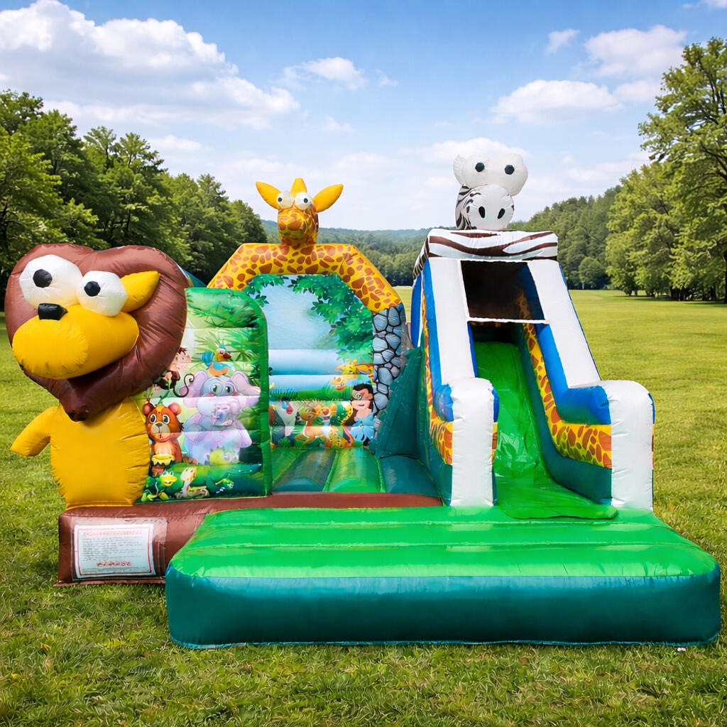 Safari Hüpfburg mit Rutsche mieten – Nürnberg & Fürth Safari-Hüpfburg mit Rutsche (Giraffe, Zebra, Löwe) – mieten in Nürnberg und Fürth.